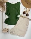 Blusa Canelada Max Croped Regata Verde