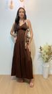 Vestido Midi Sarjado Marrom