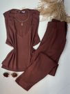 Conjunto Viscolinho com Elastano Marrom