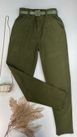 Calça Cenoura Com Cinto Encapado Verde