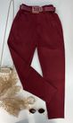 Calça Cenoura MOM Com Cinto Cereja 