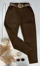 Calça Cenoura MOM Com Cinto Marrom