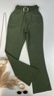 Calça Sarja Flare Com Cinto Verde 