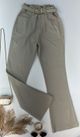 Calça Sarja Flare Com Cinto Bege 