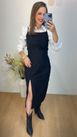 Vestido Mid Linho Preto