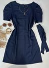 Vestido Curto Linho Azul Marinho