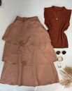 Saia Midi Camadas Nude