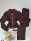 Conjunto Moletinho Marrom com Zíper