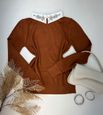 Blusa Tricô Gola Bordada Terra Cota 