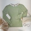 Blusa Tricô Gola Bordada Verde Claro 