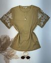 Blusa Manga Bordada Bege 