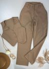 Conjunto Calça e Colete Wide Leg Alfaiataria Bege 