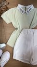 Blusa Gola Polo Com pedrarias Verde Menta 