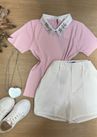 Blusa Gola Polo Com pedrarias Rosa Bebê 