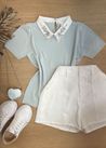 Blusa Gola Polo Com pedrarias azul bebê 