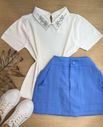 Blusa Gola Polo Com pedrarias Branca 