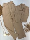 Conjunto Calça e Colete Alfaiataria Com Zíper Bege