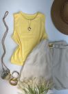 Blusa Regata Canelada Amarelo Manteiga 