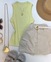 Blusa Regata Canelada Alongada Amarela