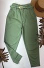 Calça Cenoura com Cinto Dourado Verde 
