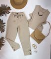 Conjunto Calça e Regata Em Linho Cru 