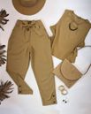 Conjunto Calça e Regata Em Linho Caramelo 