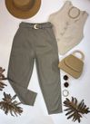 Calça Cenoura com Cinto Lua Cinza 