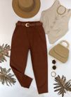 Calça Cenoura com Cinto Lua Terra Cota 
