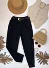 Calça Cenoura com Cinto Lua Preta