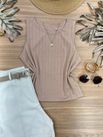 Blusa Canelada Regata Cropped Bege
