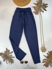 Calça Reta em linho Azul Marinho 