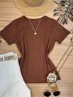 Blusa Canelada Alongada Marrom 