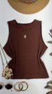 Blusa Canelada Regata Cropped Marrom 