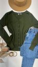 Cardigan Tricot Verde Militar 