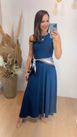 Vestido Em Malha Longo Azul Marinho 