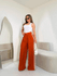  Calça Pantalona Com Listras laterais; Laranja 