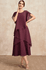 vestido maxi de manga curta, irregular, em camadas, manga pétala, fluida, festa, casamento, convidada, verão, moda feminina Cabernet