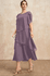 vestido maxi de manga curta, irregular, em camadas, manga pétala, fluida, festa, casamento, convidada, verão, moda feminina Light Purple