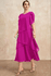 vestido maxi de manga curta, irregular, em camadas, manga pétala, fluida, festa, casamento, convidada, verão, moda feminina Fúcsia