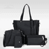 kit de 4 bolsas black Leather Handbag Set para mulheres, alça superior, titular do cartão, borla, bolsa de ombro, carteira, grande capacidade, crossbody, senhoras 