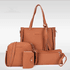 kit de 4 bolsas brown Leather Handbag Set para mulheres, alça superior, titular do cartão, borla, bolsa de ombro, carteira, grande capacidade, crossbody, senhoras