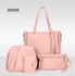 kit de 4 bolsas pink Leather Handbag Set para mulheres, alça superior, titular do cartão, borla, bolsa de ombro, carteira, grande capacidade, crossbody, senhoras 