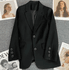 Casaco elegante de terno feminino preto, moda coreana, escritório solto, jaqueta casual feminina, tops femininos vintage feminino Harajuku, primavera, outono, novo 