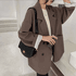 blazers de manga comprida Café