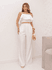 REF: 5281 conjunto de calça e cropped branco feminino e calça Simples Casual Plissado Bolso Em camadas 