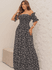 REF: H983 – Vestido longo feminino, estampa floral, decote canoa 