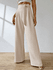 Calça Pantalona Cós Elástico, Elegante e Sofisticada, Modelagem Boca de Sino, Cintura Alta, Alfaiataria, bege