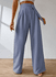 Calça Pantalona Cós Elástico, Elegante e Sofisticada, Modelagem Boca de Sino, Cintura Alta, Alfaiataria, cinza