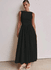 Vestido Longo Feminino, Vestido Sem Mangas, Decote Redondo, Cintura Alta, Preto