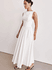 Vestido Longo Feminino, Vestido Sem Mangas, Decote Redondo, Cintura Alta, Branco